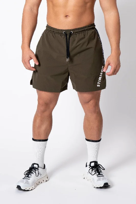 STIMIRON GEOMETRIC SHORT PANTS - KHAKI